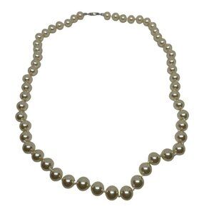 Vintage Faux Pearl Beaded Choker Necklace With Silver Clasp